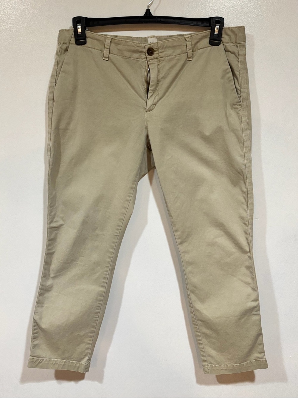 GAP Khakis Womens 12 Petite Tan Chino Pants Stretch Crop Slim Girlfriend 12P